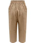 Sophia Pantaloni Donna in Lino Cotone – Vita Elasticizzata, Gamba Dritta e Tasche Casual