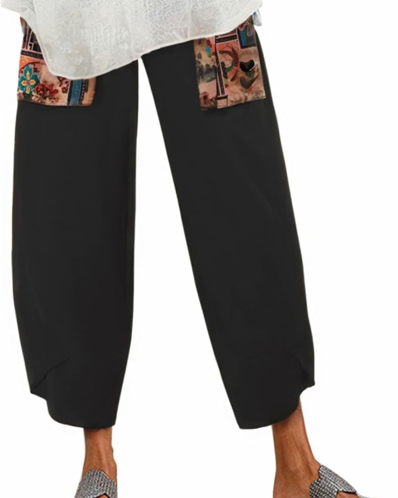 Victoria Pantaloni Harem Donna – Stampa Boho, Cotone 100%, Vita Elasticizzata e Tasche
