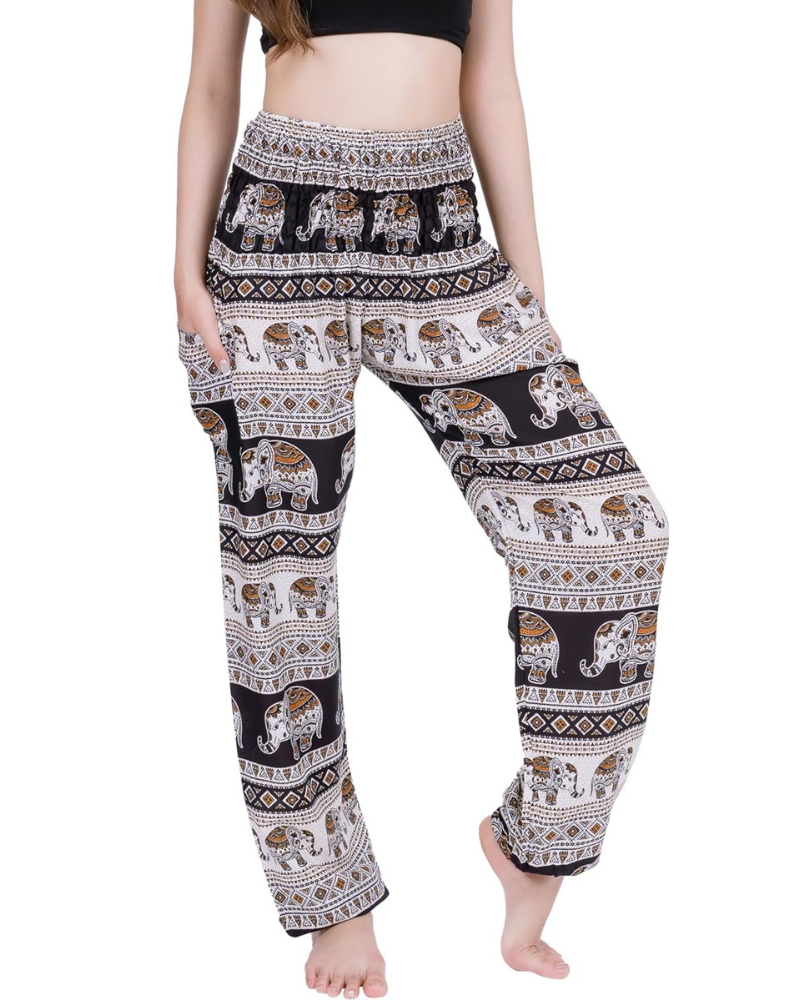Amelia Pantaloni Harem Donna – Stile Boho, Vita Elasticizzata, Vestibilità Ampia e Tasca Laterale