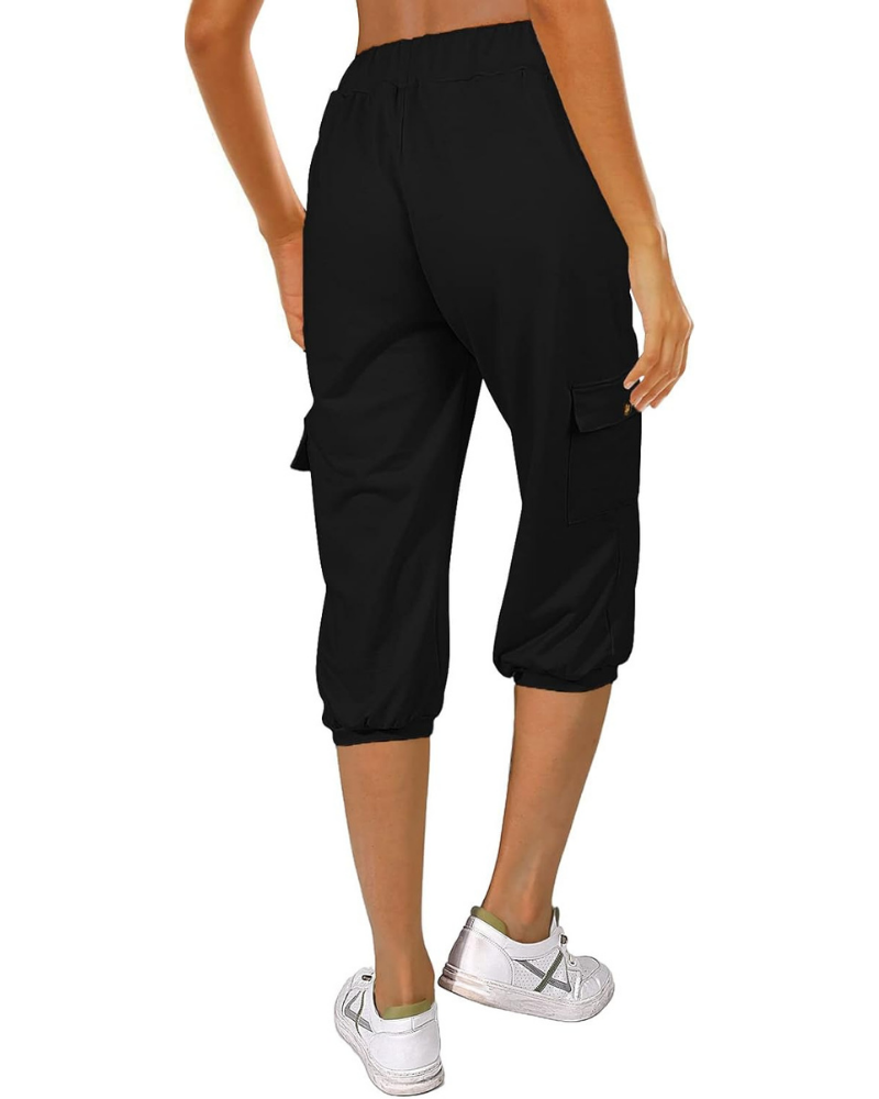 Sofía Pantalones Capri para Mujer – Cintura Alta, Bolsillos Laterales y Ajuste Jogger Casual