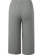 Savannah Pantalon Capri Femme – Mélange de Lin, Taille Élastiquée et Poches Latérales