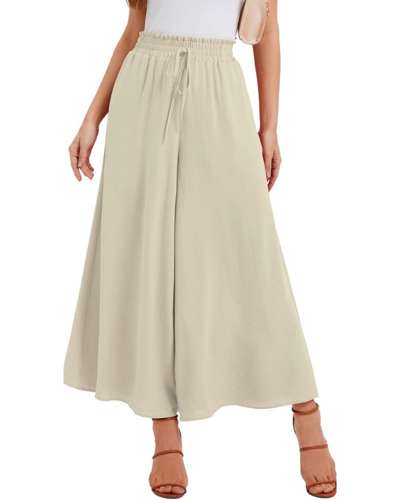 Tabitha Pantaloni Palazzo Donna – Vita Alta Elasticizzata, Volant e Tasche