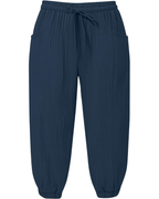 Sienna Pantaloni Capri Donna – Lino e Cotone, Vita Alta con Coulisse e Gamba Ampia