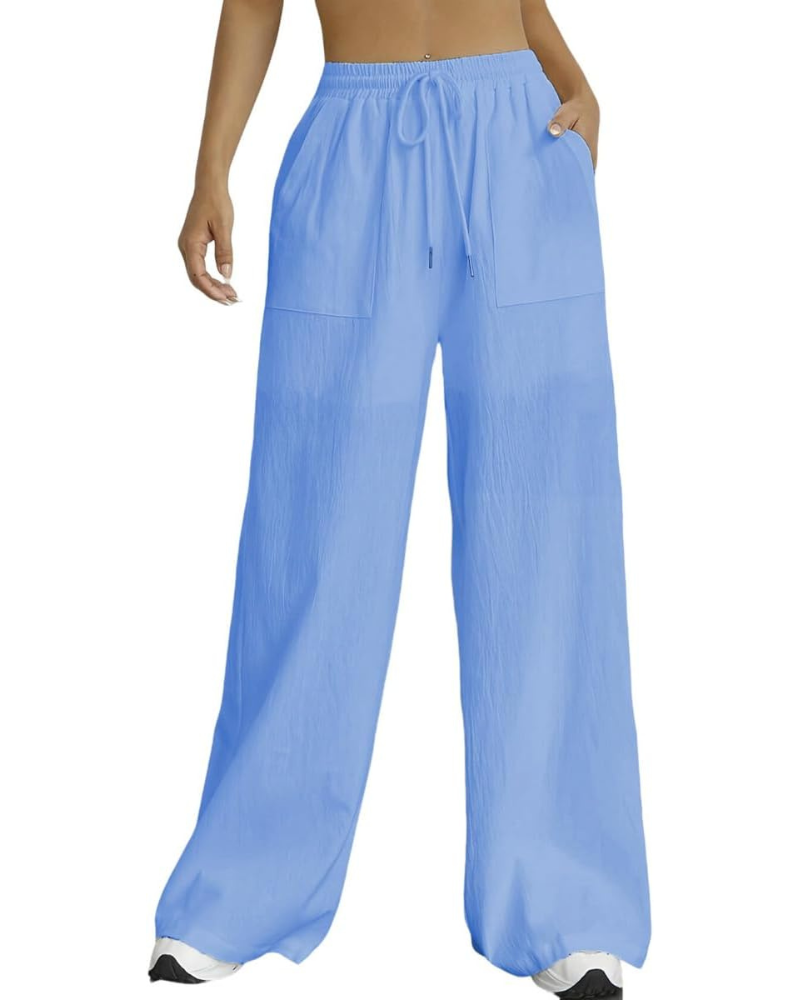 Meredith Pantaloni Palazzo Donna – Vita Alta con Coulisse, Tasche e Gamba Ampia