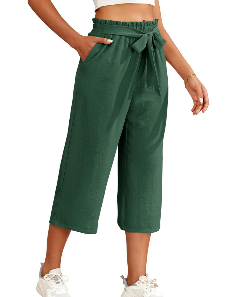 Sabrina Pantaloni Donna 7/8 – Modello Palazzo con Vita Elasticizzata e Tasche