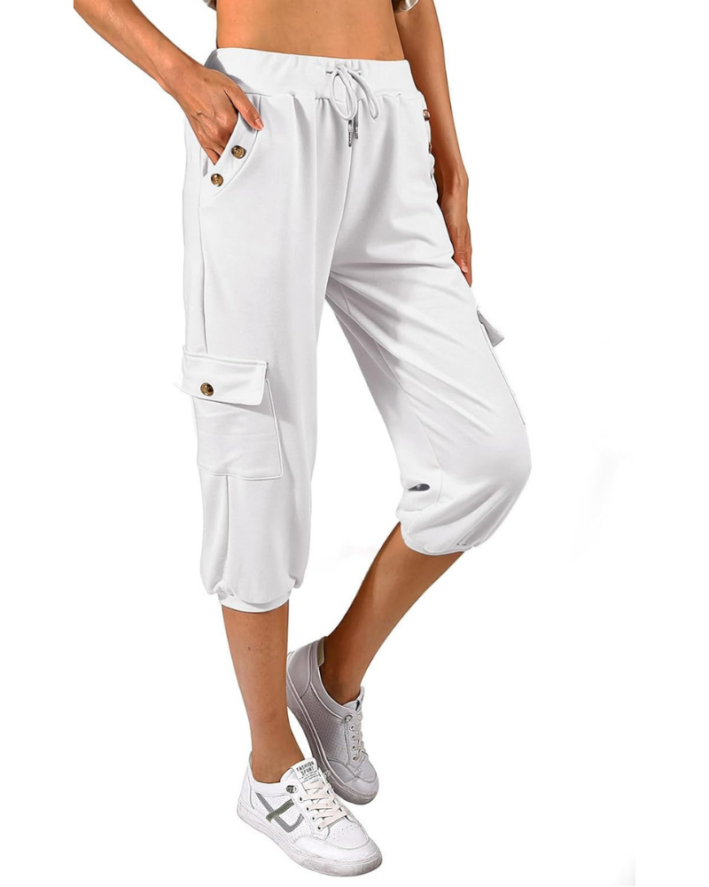 Sofia Pantaloni Capri Donna – Vita Alta, Tasche Laterali e Vestibilità Jogger Casual