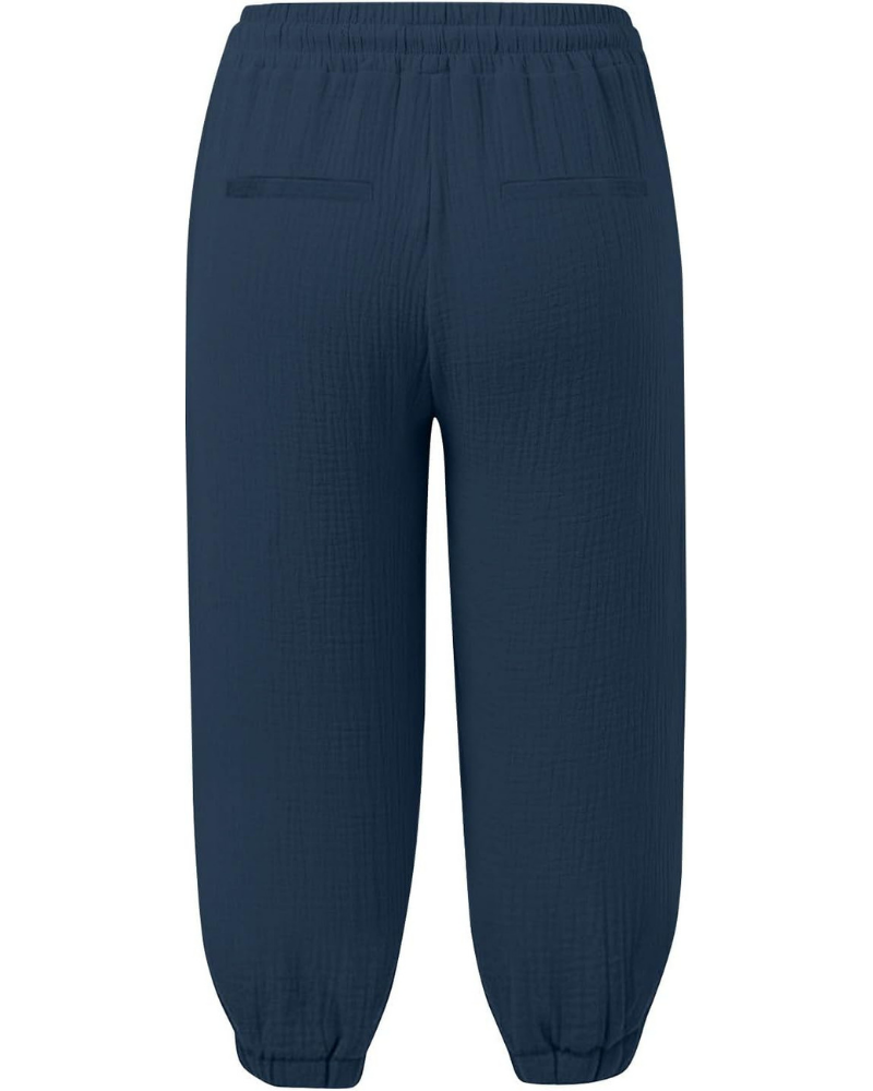 Sienna Pantaloni Capri Donna – Lino e Cotone, Vita Alta con Coulisse e Gamba Ampia