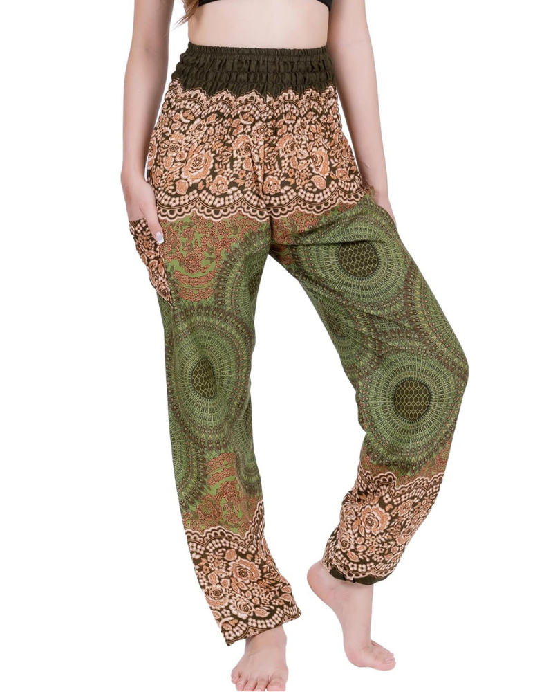 Amelia Pantaloni Harem Donna – Stile Boho, Vita Elasticizzata, Vestibilità Ampia e Tasca Laterale