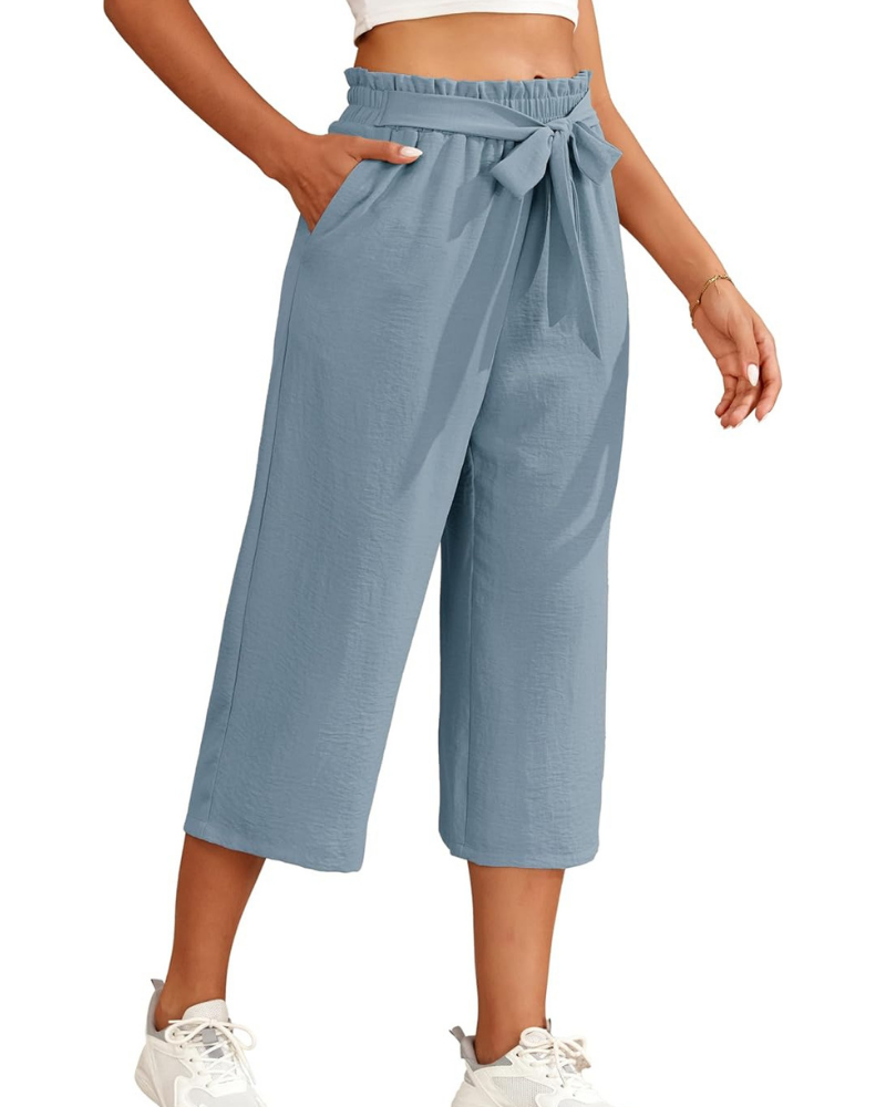 Sabrina Pantaloni Donna 7/8 – Modello Palazzo con Vita Elasticizzata e Tasche