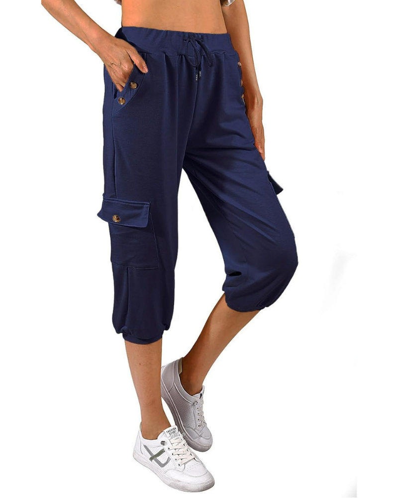 Sofia Pantaloni Capri Donna – Vita Alta, Tasche Laterali e Vestibilità Jogger Casual
