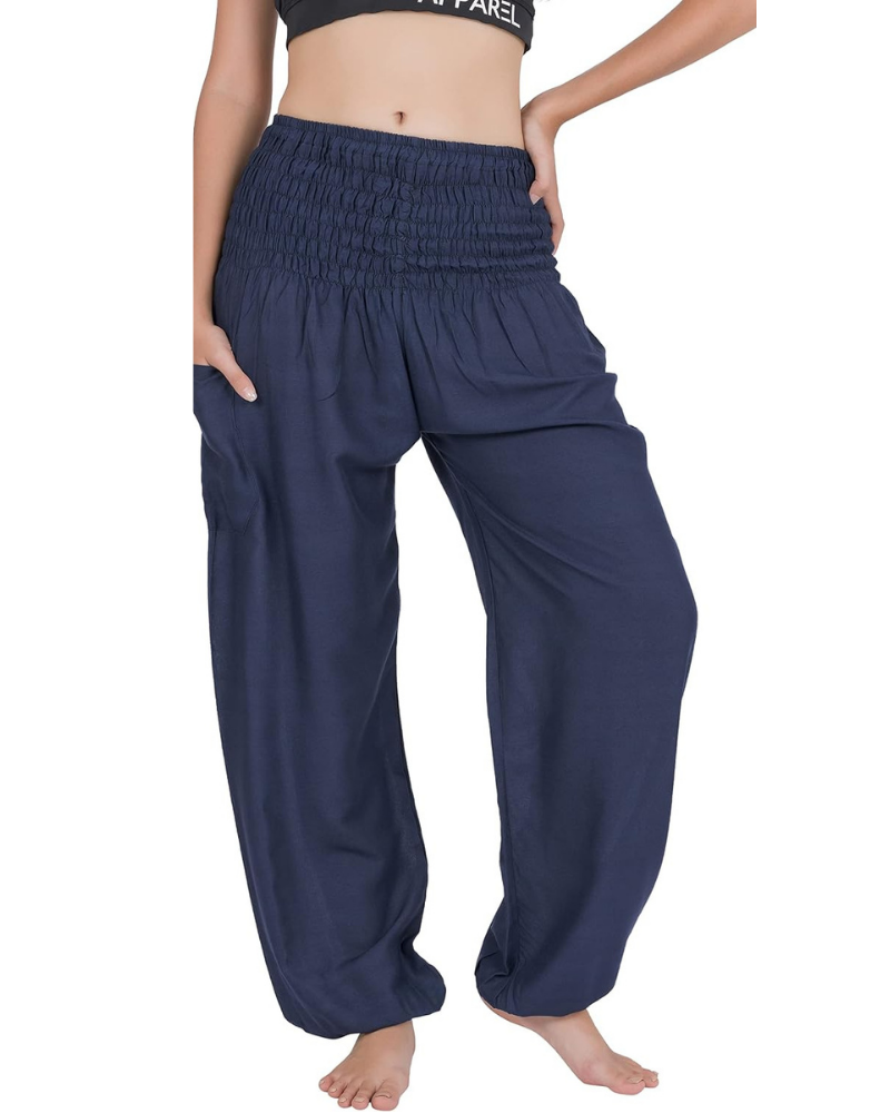 Amelia Pantaloni Harem Donna – Stile Boho, Vita Elasticizzata, Vestibilità Ampia e Tasca Laterale
