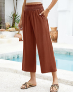Darcy Pantaloni Donna 7/8 – Cotone e Lino, Vita Elasticizzata e Tasche