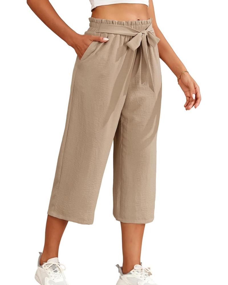 Sabrina Pantaloni Donna 7/8 – Modello Palazzo con Vita Elasticizzata e Tasche