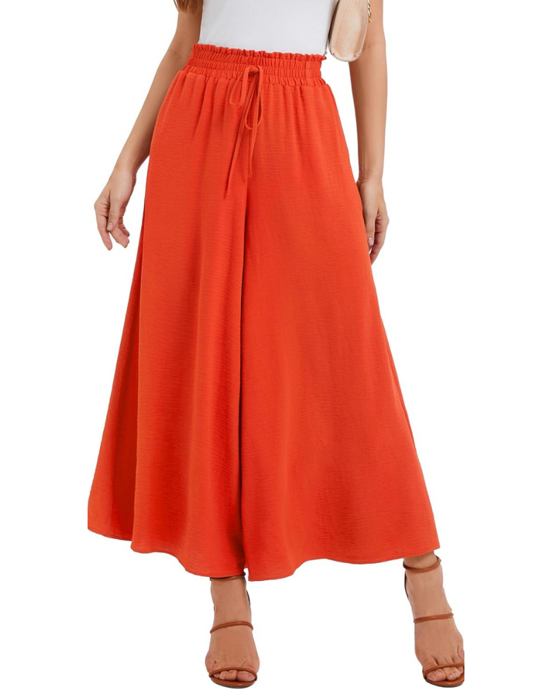 Tabitha Pantaloni Palazzo Donna – Vita Alta Elasticizzata, Volant e Tasche