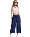 Phoebe Pantaloni Capri Donna – Vita Alta con Coulisse, Gamba Ampia e Tasche