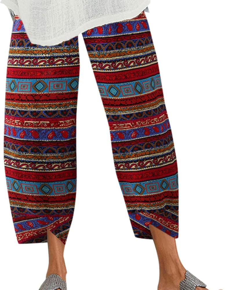 Victoria Pantaloni Harem Donna – Stampa Boho, Cotone 100%, Vita Elasticizzata e Tasche