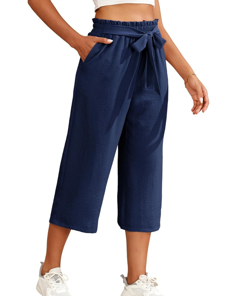 Sabrina Pantaloni Donna 7/8 – Modello Palazzo con Vita Elasticizzata e Tasche