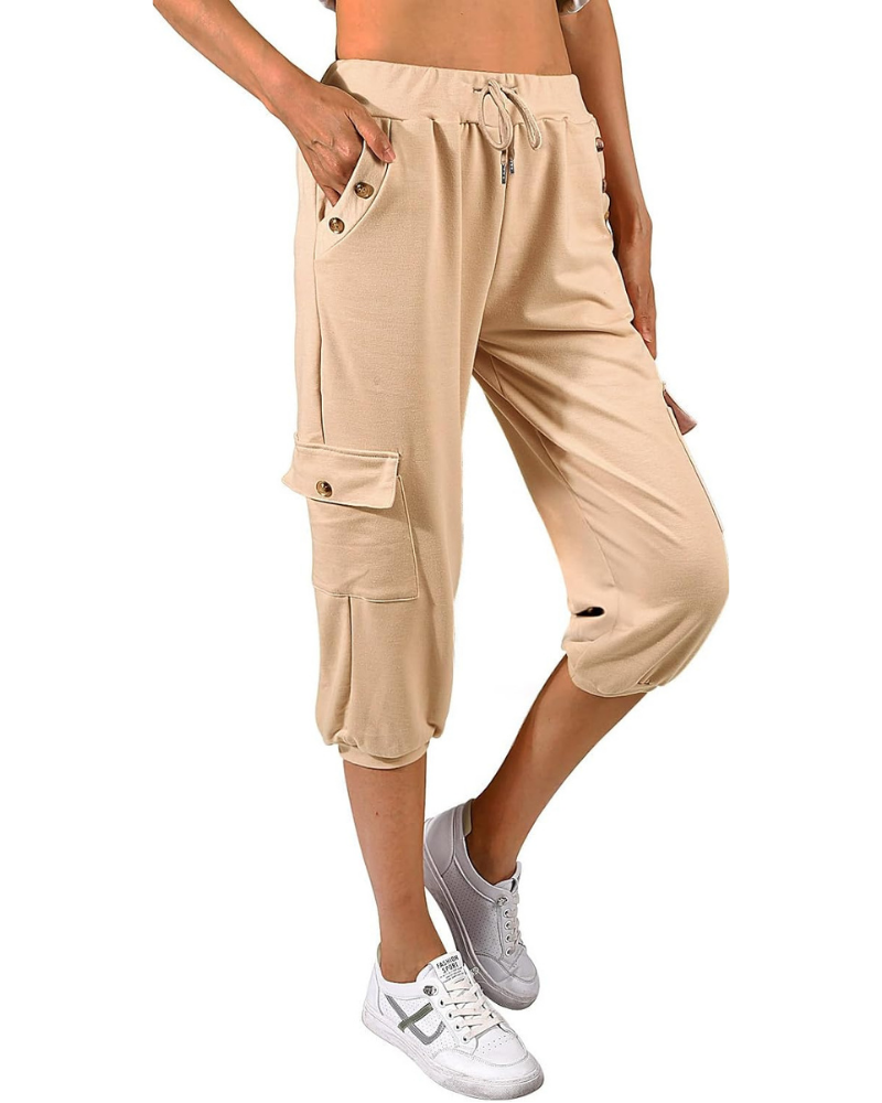 Sofia Pantaloni Capri Donna – Vita Alta, Tasche Laterali e Vestibilità Jogger Casual