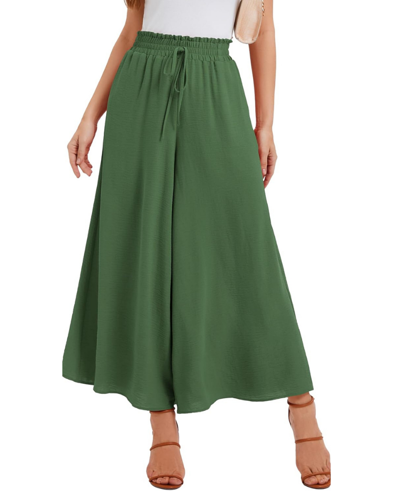 Tabitha Pantaloni Palazzo Donna – Vita Alta Elasticizzata, Volant e Tasche