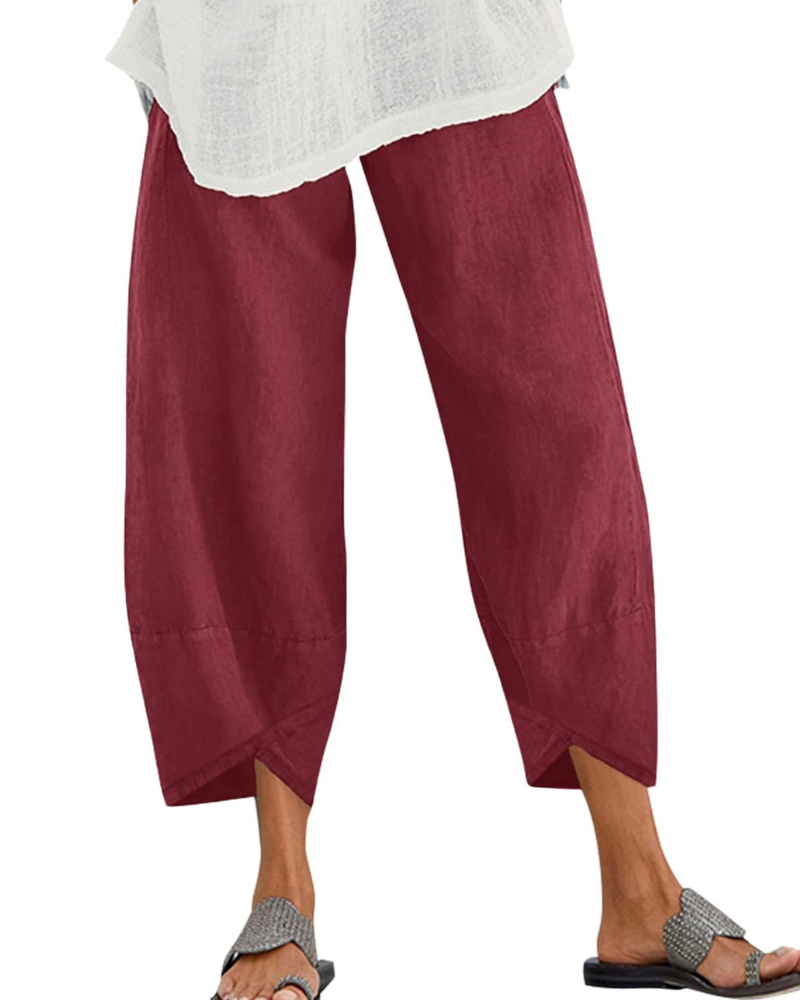 Harper Pantaloni Cropped Donna – 100% Cotone, Vita Elasticizzata e Tasche Laterali