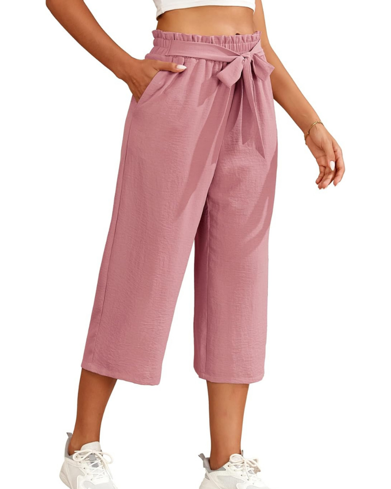 Sabrina Pantaloni Donna 7/8 – Modello Palazzo con Vita Elasticizzata e Tasche