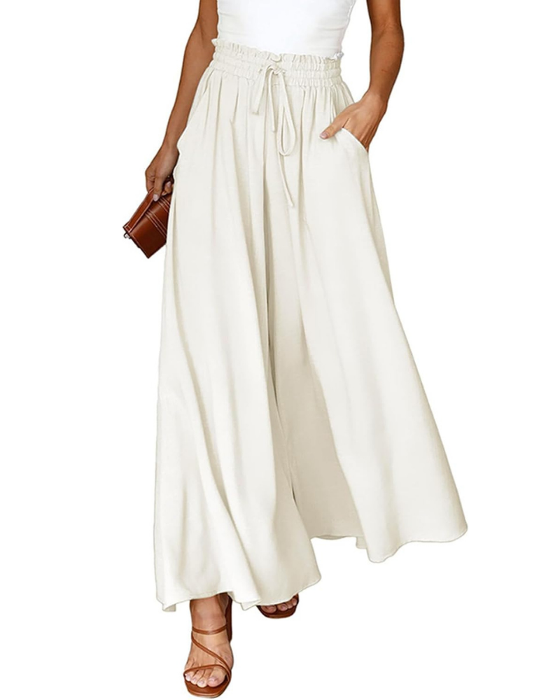 Madeline Pantaloni Palazzo Donna – Vita Alta Elasticizzata, Gamba Larga e Tasche
