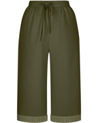 Grace Pantaloni Capri Femme – Taille Haute Élastiquée, Jambe Large et Poches