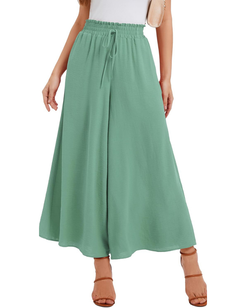 Tabitha Pantaloni Palazzo Donna – Vita Alta Elasticizzata, Volant e Tasche