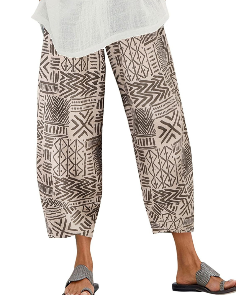 Harper Pantaloni Cropped Donna – 100% Cotone, Vita Elasticizzata e Tasche Laterali
