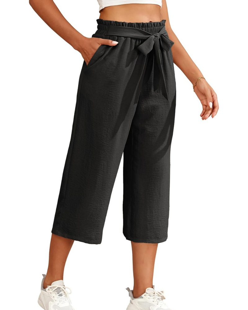 Sabrina Pantaloni Donna 7/8 – Modello Palazzo con Vita Elasticizzata e Tasche