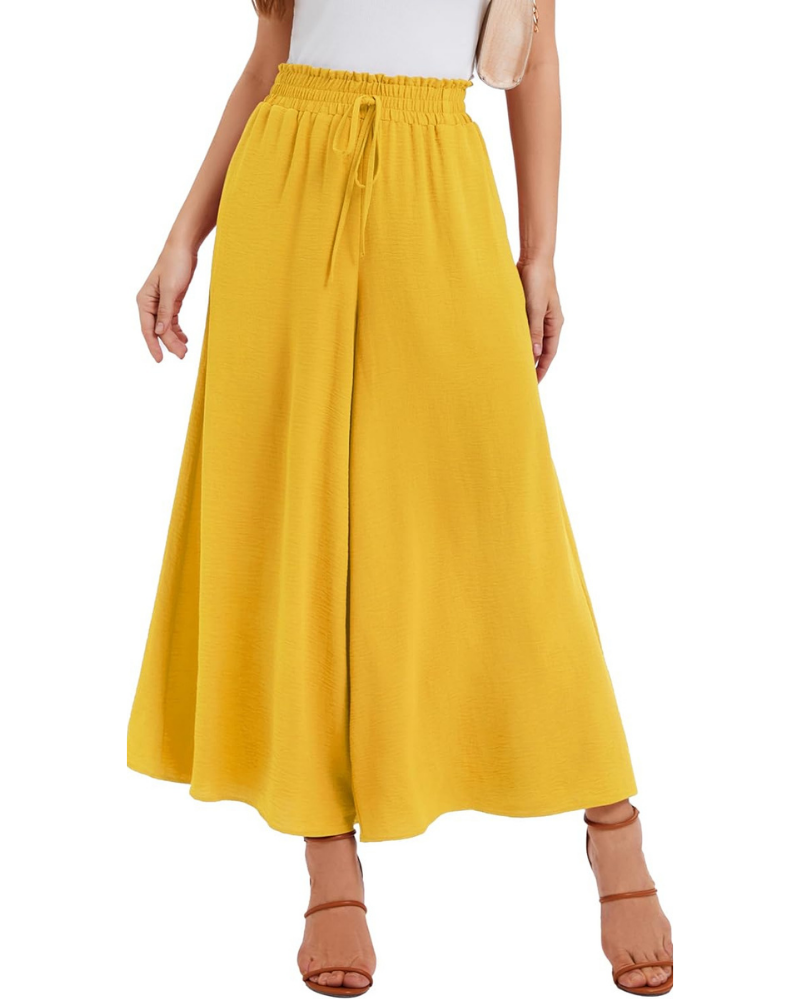 Tabitha Pantaloni Palazzo Donna – Vita Alta Elasticizzata, Volant e Tasche