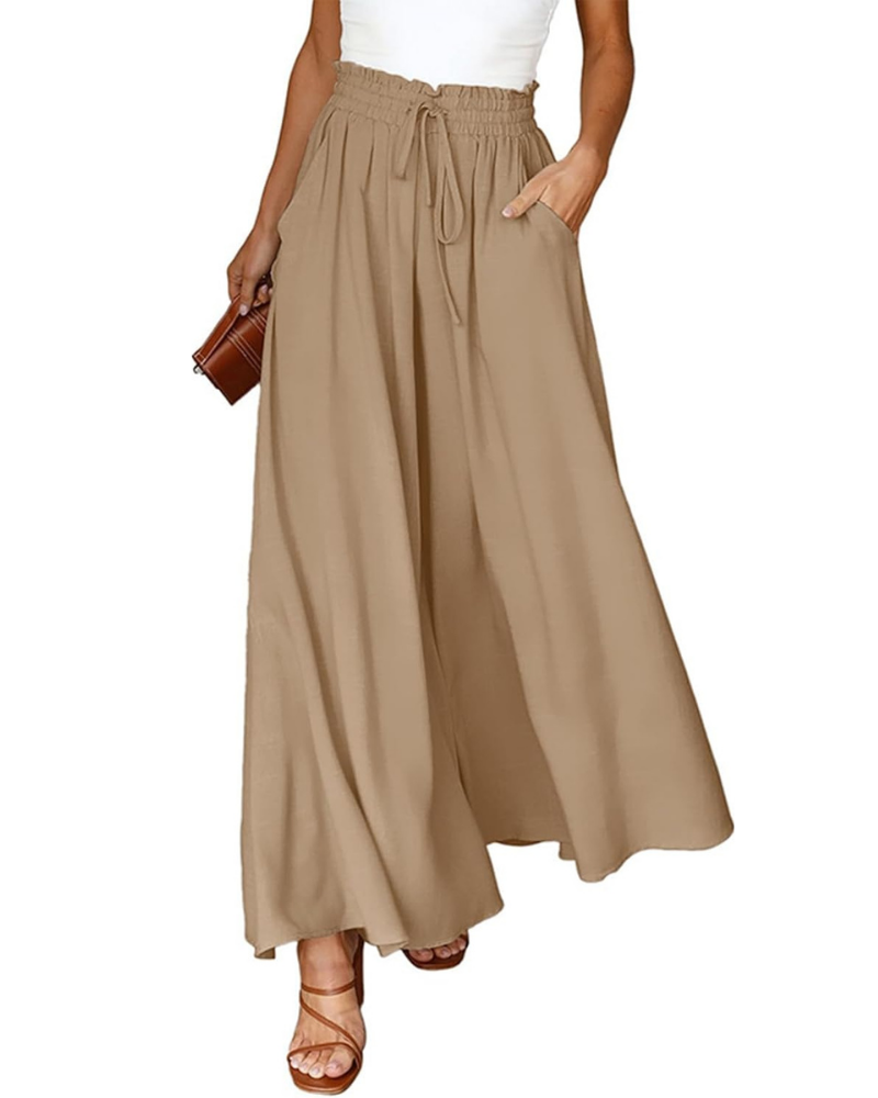 Madeline Pantaloni Palazzo Donna – Vita Alta Elasticizzata, Gamba Larga e Tasche