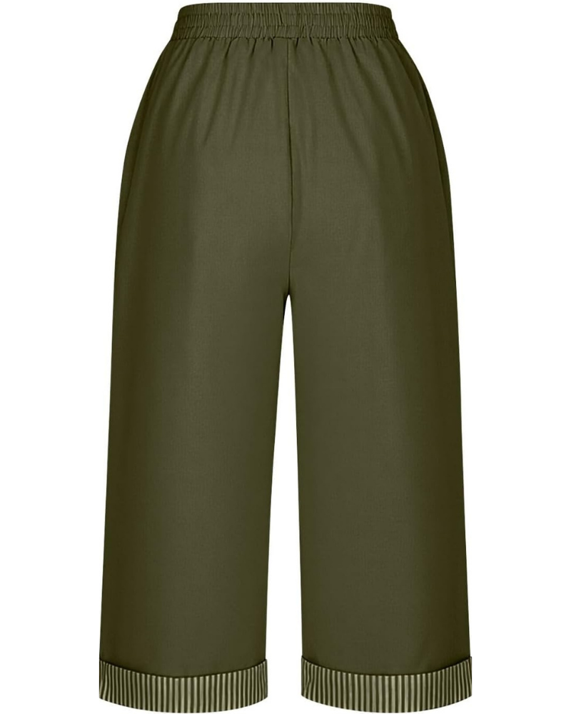 Grace Pantaloni Capri Femme – Taille Haute Élastiquée, Jambe Large et Poches