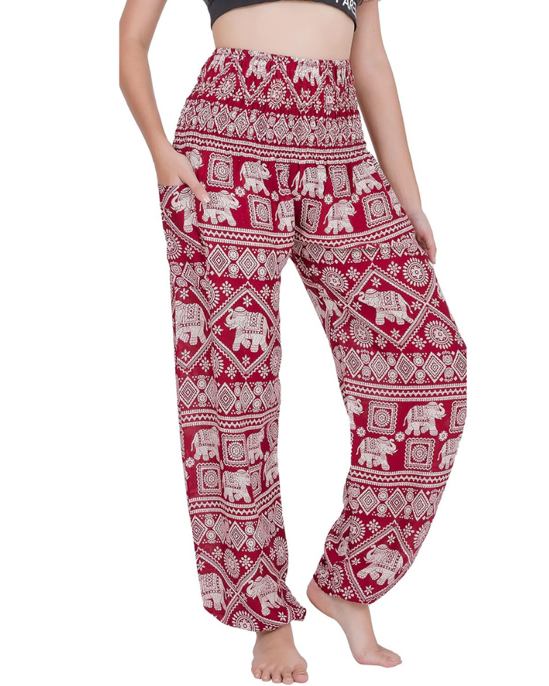 Amelia Pantaloni Harem Donna – Stile Boho, Vita Elasticizzata, Vestibilità Ampia e Tasca Laterale