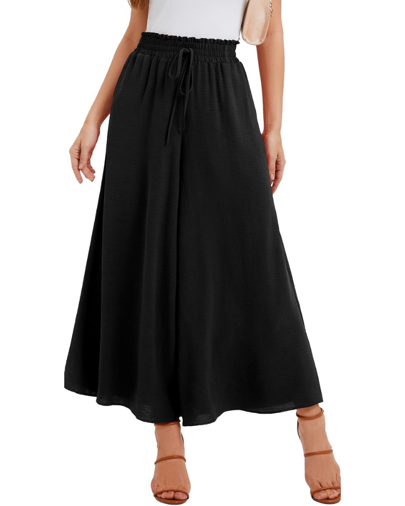 Tabitha Pantaloni Palazzo Donna – Vita Alta Elasticizzata, Volant e Tasche