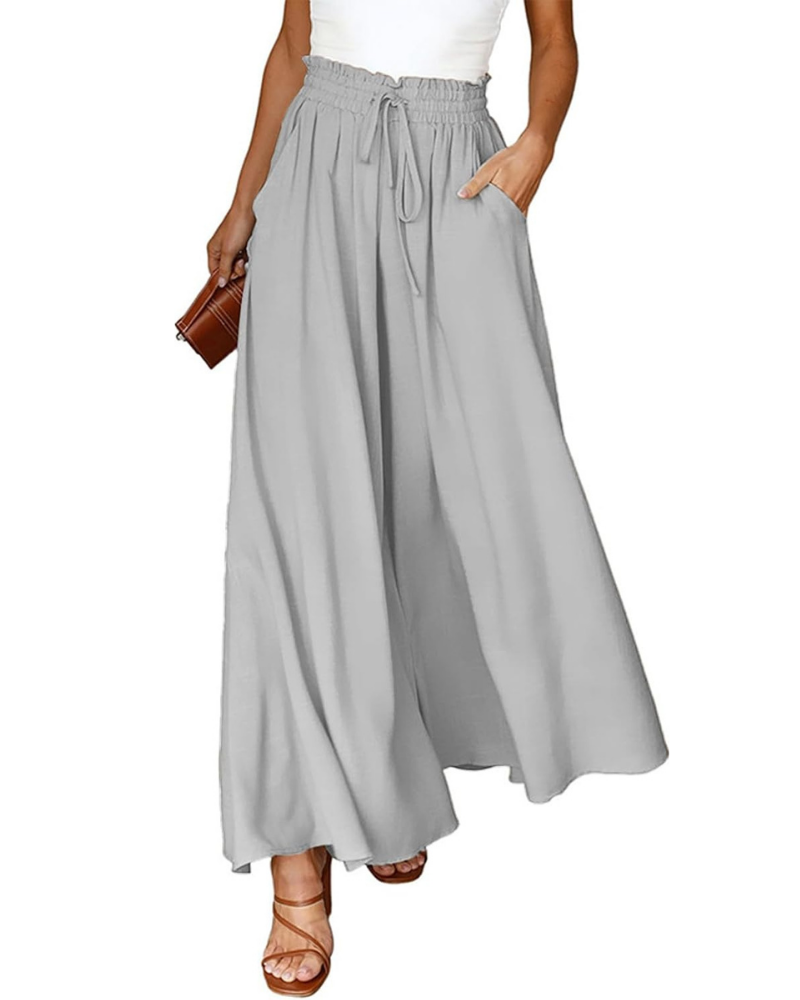 Madeline Pantaloni Palazzo Donna – Vita Alta Elasticizzata, Gamba Larga e Tasche