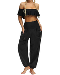 Luna Pantaloni Harem Donna – Vita Alta Plissettata con Tasche, Stile Boho e Yoga