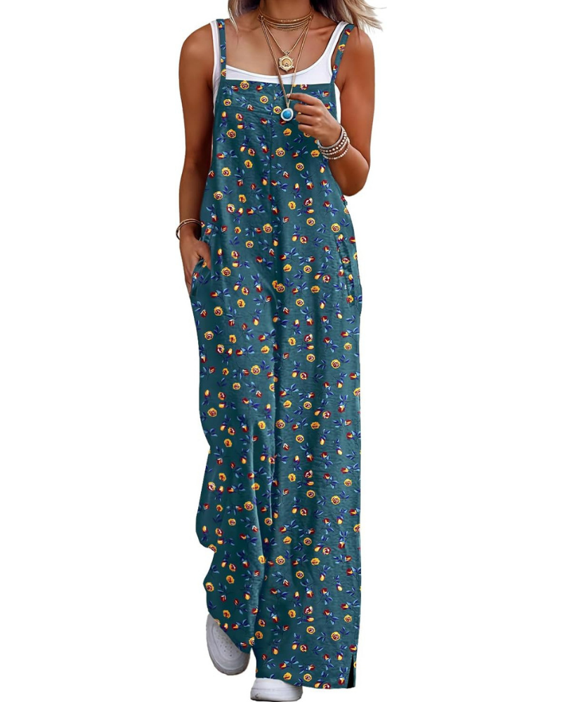 Rowan Salopette Donna Boho – Stampa Floreale, Gamba Larga e Spalline Regolabili
