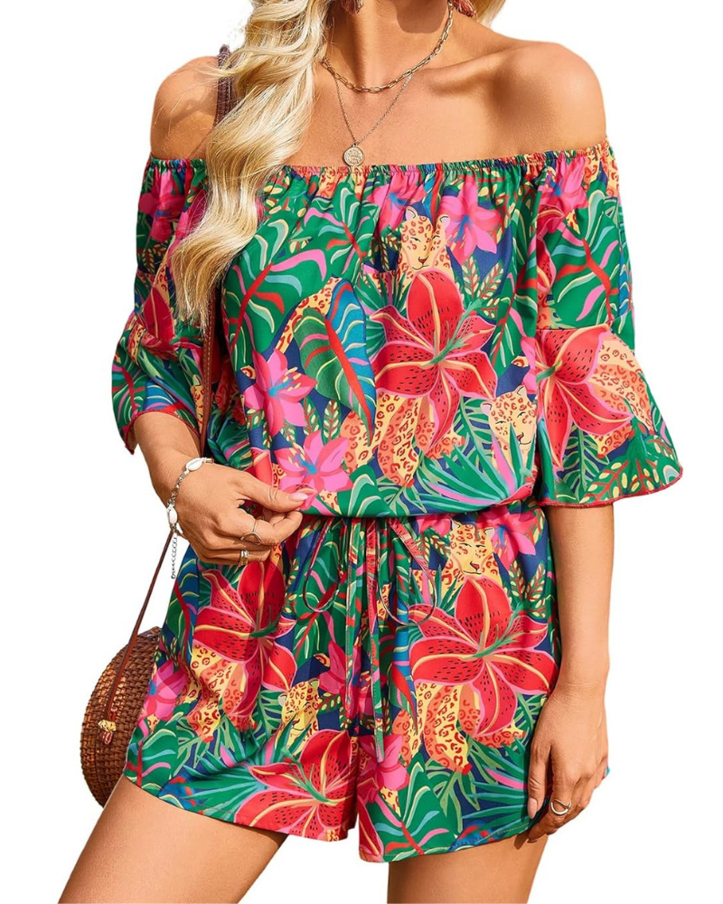 Clementine Pagliaccetto Donna Boho – Spalle Scoperte, Stampa Paisley e Vita Alta