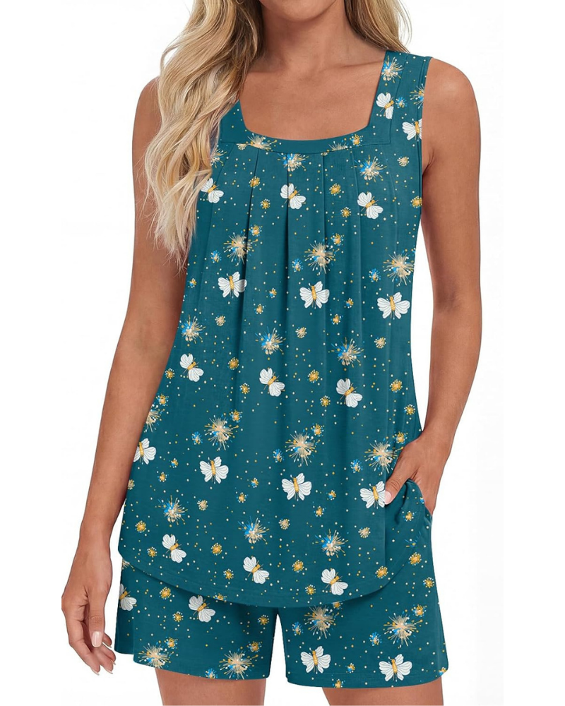 Harper Pigiama Donna 2 Pezzi – Top Senza Maniche e Pantaloni Capri con Tasche
