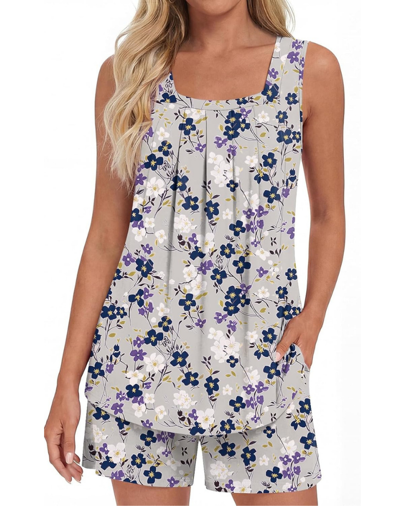 Harper Pigiama Donna 2 Pezzi – Top Senza Maniche e Pantaloni Capri con Tasche