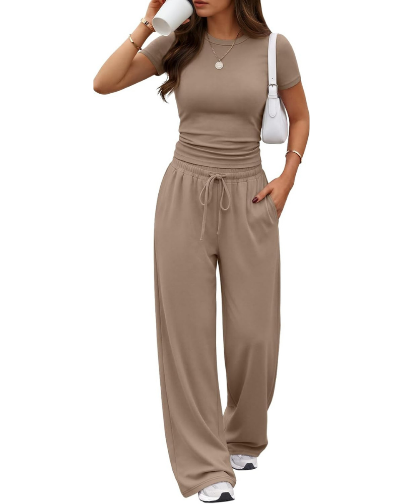 Ensemble Hadley Donna 2 pièces – Top froncé et pantalon large avec poches