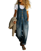 Salopette Bexley pour femme en denim – Coupe ample, jambes larges et poches