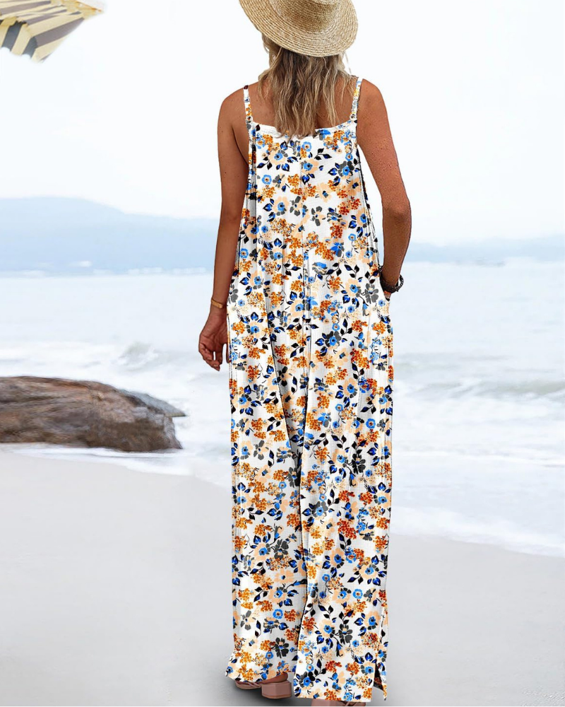 Rowan Salopette Donna Boho – Stampa Floreale, Gamba Larga e Spalline Regolabili