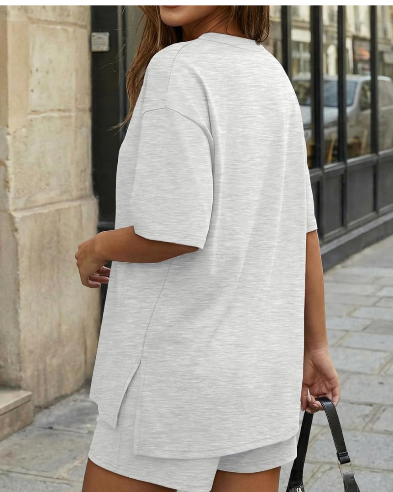 Ensemble Blair Donna 2 pièces – Top oversize et shorts doux avec cordon de serrage et poches