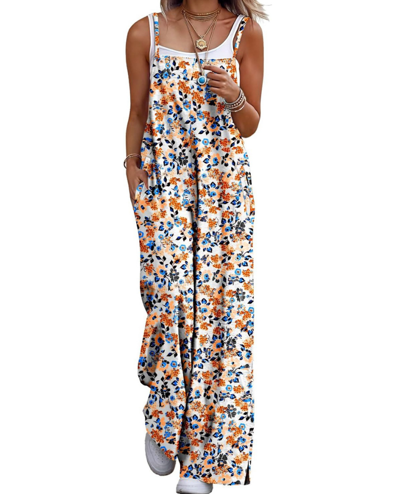 Rowan Salopette Donna Boho – Stampa Floreale, Gamba Larga e Spalline Regolabili