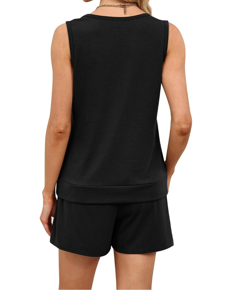 Ensemble Mallory Femme 2 pièces – Débardeur à col carré et short avec poches