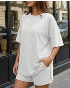 Ensemble Blair Donna 2 pièces – Top oversize et shorts doux avec cordon de serrage et poches