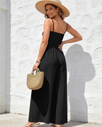 Elowen Tuta Femme à Jambe Large – Encolure Carrée, Taille Smockée et Poches