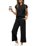 Ensemble Reagan Donna 2 pièces – Top à manches courtes et pantalon court à jambes larges